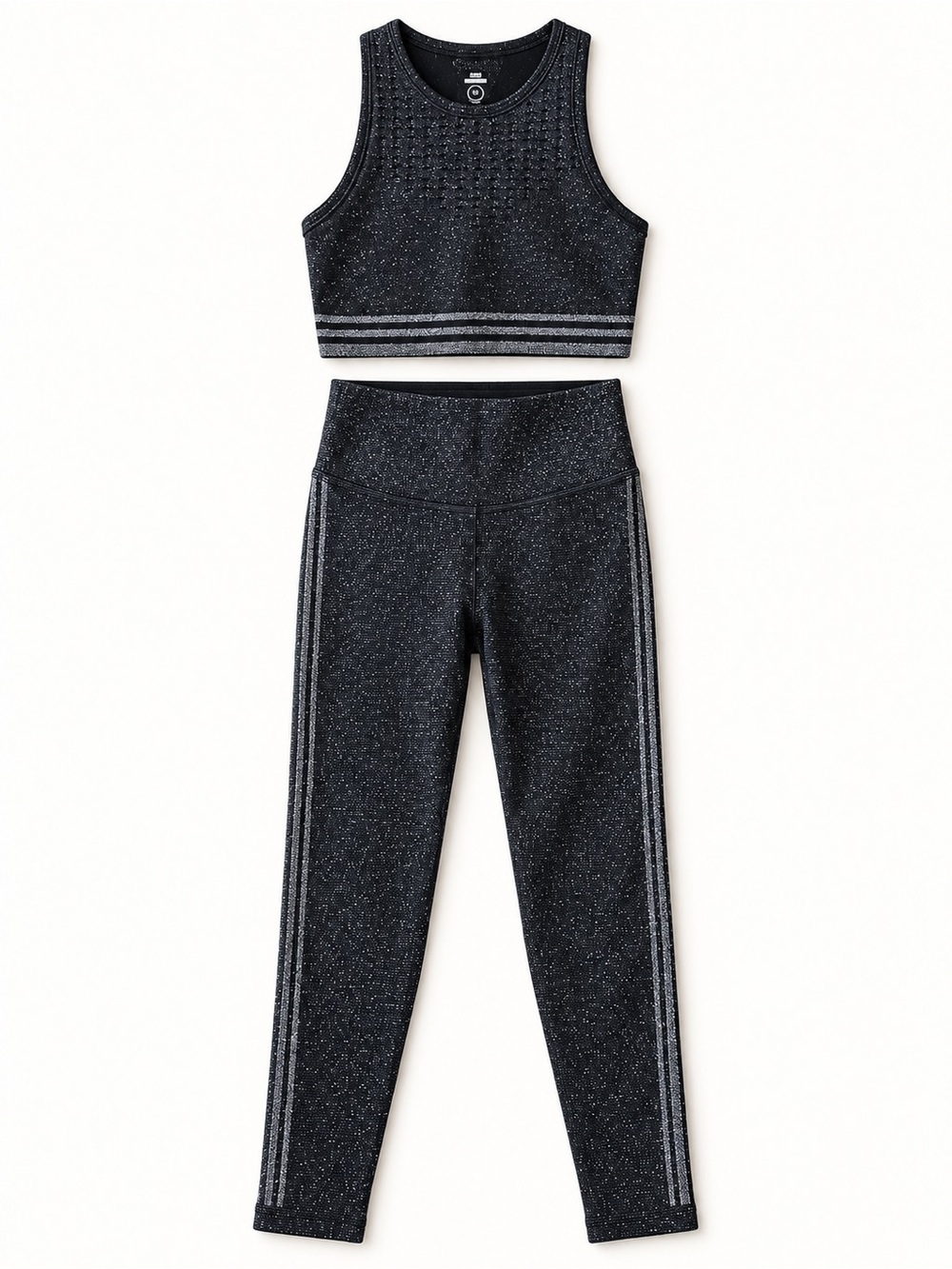 Good American Black Sparkle Activewear Set, Size 2/3